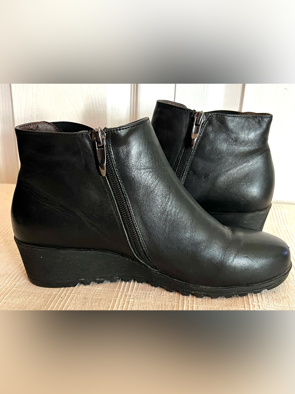 Comfortiya Leopard-Lined Black Wedge Booties | Women’s EU 38 / US 7.5 - Picture 5 of 8